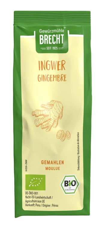 Brecht - Ingwer gem. bio, Nachfüllbeutel, 40g